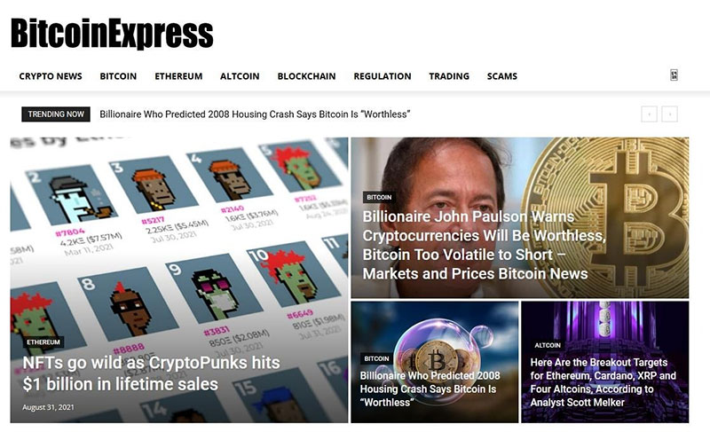 Screenshot BitcoinExpress Website (August 2021)